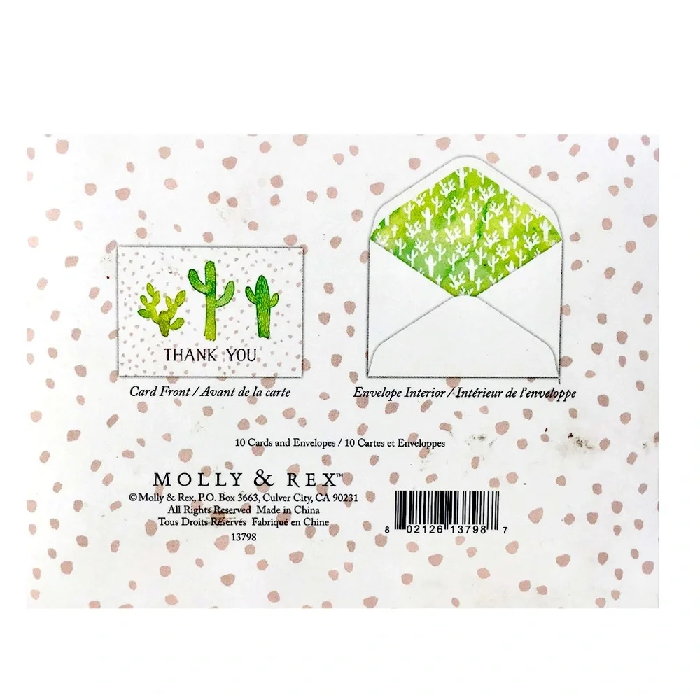 Molly & Rex Window Boxed Cactus Trio Laser Cut Thank You Note Cards (13798) 10ct